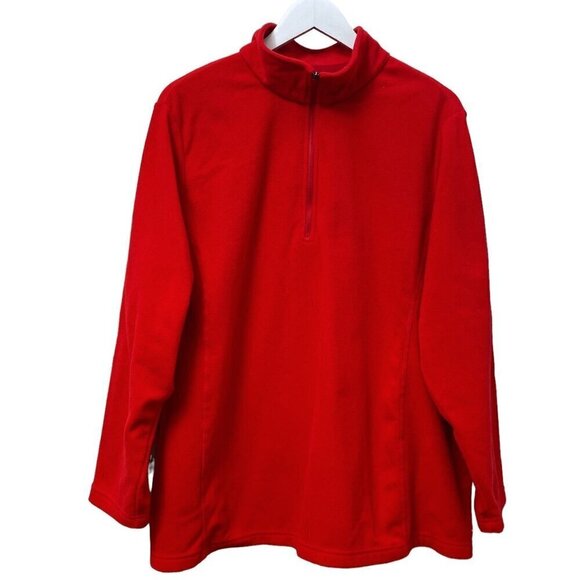LANDS END Fleece Top Plus Size 2X Red 1/4 Zip Pullover Womens Jacket - Picture 7 of 11